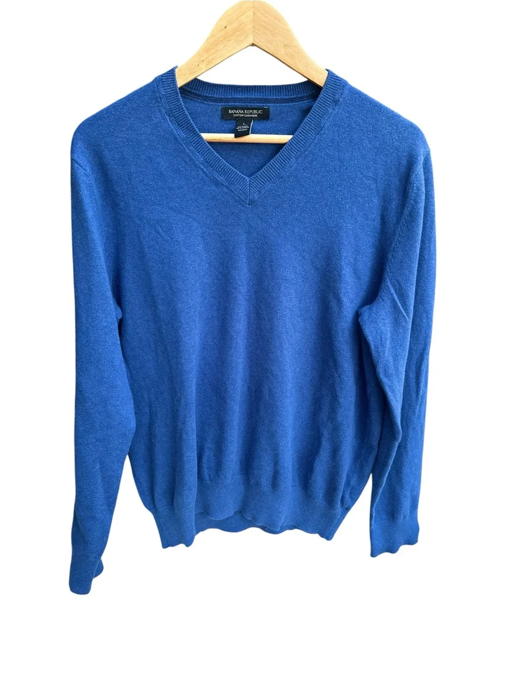 Banana Republic Cotton Cashmere V-neck Sweater Blue Size Large